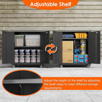 Aobabo 34.3 Inches Metal Storage Cabinet with Wheels and 2 Pegboards, Lockable Rolling Tool Storage Cabinet with 1 Adjustable Shelves for Garage,Assembly Required,Black