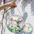 Hummingbird Suncatcher Stained Glass, Stain Glass Window Hanging, 8 Inch Stained Glass Decor, Bird Wall Art, Hummingbird Gifts, Gifts for Mom, Indoor Decor, Memory Sympathy Gift