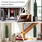 THE BLOOM TIMES 6ft Large Topiary Trees Artificial Outdoor Set of 2, UV Resistant Faux Cedar Pine Cypress Bushes & Shrubs, Fake Plants for Front Porch Outside Planter Patio Decor 6 Foot Tall