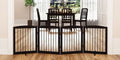 Freestanding Pet Gate for Dogs, Foldable Wooden Dog Gate for House, Indoor Dog Gate for Stair, Doorway, Gates for Dogs Indoor, 80 Inch Wide, 4 Panels 24",Brown