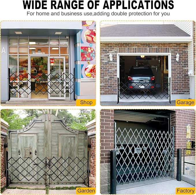 65.35"/W X 59.05" Folding Security Gate,U-Shape Single Folding Door Gate,Flexible Expanding Security Gate with 360° Wheels,Mobile Barricade Safety Barrier