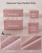 SONGMICS Small Storage Ottoman, Folding Ottoman Cube, 15 x 15 x 15 Inches, Footstool, Footrest, 11 Gal. (43 L), Velvet Surface, for Bedroom, Living Room, Dorm, Jelly Pink ULSF227R01