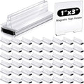 Thyle 12 Pack Magnetic Sign Holder Grip Holder, Powerful Magnet, 3" Length, 1" Width, 1" Total Height for Retail Wall Display Store Vendor Event Warehouse and Shop Supplies, Clear