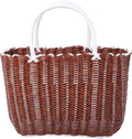 Cabilock Plastic Woven Tote Basket with Handles 13.8X9.4X5.5 Inch Lightweight Portable Storage Basket for Grocery Shopping Bathroom Organization and Home Use