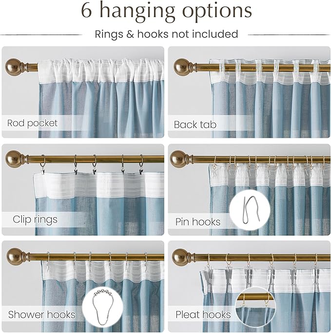 NICETOWN Linen Stone Blue Curtains 102 inches Long, Back Tab/Rod Pocket with Pleat Tape Privacy Added Light Filtering Window Treatments for Bedroom,Stone Blue, W52 x L102, 2 Panels