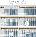 NICETOWN Linen Stone Blue Curtains 120 inches Long, Back Tab/Rod Pocket with Pleat Tape Privacy Added Light Filtering Window Treatments for Bedroom,Stone Blue, W52 x L120, 2 Panels
