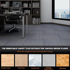 16-Pack 20"x20" Carpet Tiles, Non-Adhesive Soft Padded Floor Squares with Seamless Look for Home, Office, Indoor & Outdoor Use (43 Sq Ft) (K2)