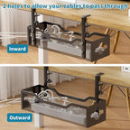 Under Desk Cable Management Tray Black, Litwaro Cable Management Under Desk No Drill, Cable Organizer with Clamp for Wire Management, Cord Organizer No Damage to Desk for Office, Home