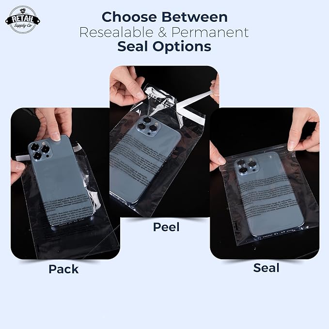 Retail Supply Co Poly Bags 5x7" - Extra Strong Seal - 200 Pack - Clear Bags with Suffocation Warning