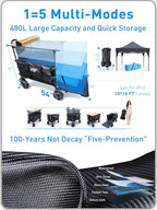 VIC 680lbs Super Cart & Table 1=5 Set, 480L Mega Capacity 54" Extra Long Double Decker Folding Wagon, Heavy Duty Collapsible Carts with Brakes, All-Terrain Big Wheels for Camping, Store, Shopping