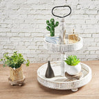Set of 2 Mini Wood Risers for Decor Round Wooden Riser Small Wooden Stool Display Stand Farmhouse Rustic Wood Pedestal for Plant Pot Tiered Tray Decor Cake Food Collection Display(Brown)