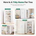 Greenvelly 63" H Metal Storage Cabinet White, Locking Metal Cabinet, Store Tools, Clothes, Tableware and Toiletries, Garage Cabinets with Adjustable Shelves for Office, Home, Garage, Pantry