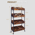 Snack Rack with Wheels,4-Tier Retail Display Shelves with 8 Metal Hooks,Tilted Design,Mobile Retail Display Stand with Metal Frame,Easy Assembly