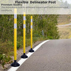 8 Pack Traffic Delineator Posts – High Visibility Reflective Safety Cones with Spring Base for Roadway, Parking, Garage, Construction Zones (Yellow, 48 Inch)