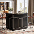 Tribesigns L-Shaped Bar Cabinet, 4-Tier Corner Bar Unit with Stemware Racks, Black
