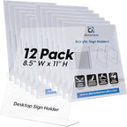 DuraClear Acrylic Sign Holders 8.5 x 11 - Extra Thick and Durable Desktop Paper Sign Holders - Perfect for Retail and Booth Display Supplies - 12 Pack, Portrait