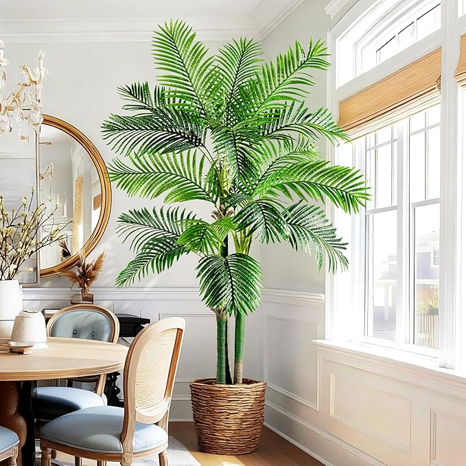 Big Faux Tropical Trees Tall Artificial Palm Tree Indoor Outdoor Realistic Floor Plants Large Fake Plant for Home Living Room Office Decor Porch Outside Patio arboles para Modern Farmhouse decoracion