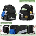 Cleaning Backpack with Bottom Plate & Waterproof Bottom, Large Supplies Bag with Multiple Pockets for Housekeeping Tools, Cleaning Products Caddy Organizer for Home & Car