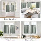 PONY DANCE Sage Green RV Curtains for Camper Windows, Rod Pocket Half Window Drapes for Basement, Privacy Blackout Energy Saving Curtains, Wide 29 x Long 24 inches, 2 Pcs