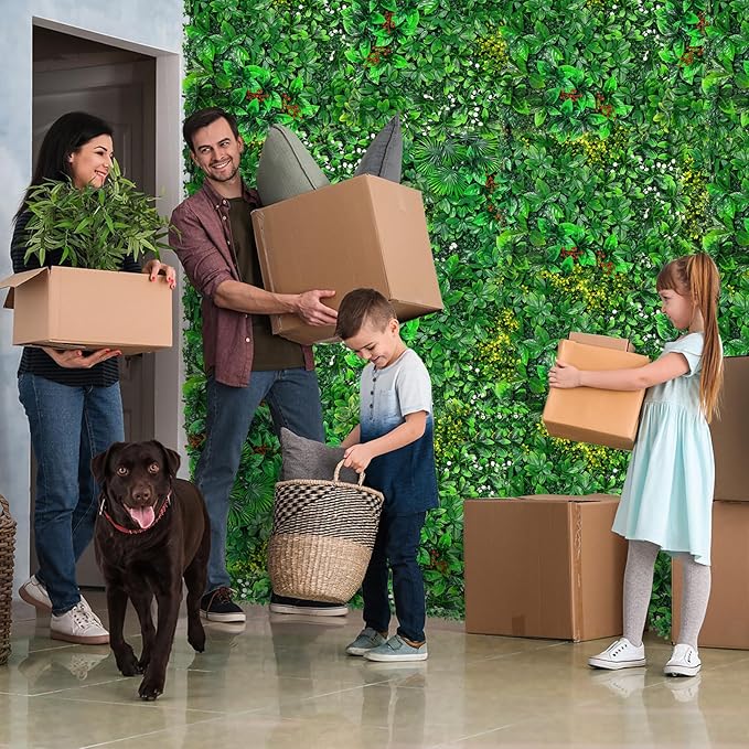 Grass Wall, Artificial Tropical Boxwood Panels 20"x20"(16pcs), Privacy Hedge Fence Screen with UV Protection, Greenery Backdrop for Indoor Home Wedding Decor and Outdoor Patio Backyard