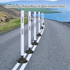 8 Pack Traffic Delineator Posts – High Visibility Reflective Safety Cones with Spring Base for Roadway, Parking, Garage, Construction Zones (White, 36 Inch)