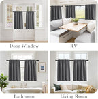 PONY DANCE Grey Short Window Curtains for Kitchen 36 inch Long, 2 Panels Set Half Window Drapes for Bedroom Basement, Blackout Small Curtains for Travel Trailers, Width 42 x Length 36 inches