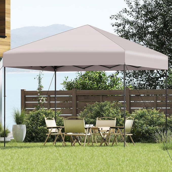 Tangkula 10x10 FT Pop Up Canopy, UPF50+ Portable Outdoor Tent with 8 Stakes, 4 Wind Ropes, Carrying Bag, Foldable Canopy Tent for Beach Party Event Camping