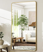 HARRITPURE 80"x40" Oversized Full Length Mirror - Rectangular Gold Aluminum Frame Floor Mirror with Stand for Bedroom, Living Room, Cloakroom, Full Body Reflection