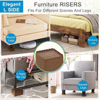 Bed Risers 1 inch, 2 inch, 3 inch, 4 inch Heavy Duty, Adjustable Furniture Riser for Table Desk Couch Sofa Chair Recliner Leg Frame Dorm, Stackable Bed Raisers Blocks (Brown 4 Pack, 1+1 inch)