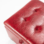 Asense 17 Inch Storage Ottoman Foot Rest,Square Faux Leather Foot Stool,Small Ottoman with Storage,Padded Seat for Entryway,Living Room,Bedroom,Couch,Under Desk,Red