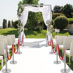 6Pack Silver Stanchion Post, 5 ft Red Velvet Rope Red Carpet Ropes and Poles, Stainless Steel Stanchions for Grand Opening Casino Theme Party Decorations Crowd Control Barriers