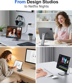 Magnetic iPad Stand with Wireless Charging, 18W Charger, Suction Cup Base, 360° Rotating Panel & Foldable, ONLY for iPad Pro11"(4th/3rd/2nd), Air11"(M3/M2), Air10.9"(5th/4th), Work & Study Desk - Gray