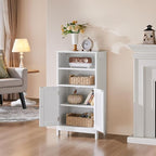 Yaheetech Bathroom Floor Cabinet, Free Standing Cabinet with Double Door and Adjustable Shelf, Side Tall Storage Organizer for Living Room/Kitchen/Hallway/Home Office, White