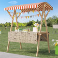 Outdoor Vendor Cart, Portable Cart with Canopy, Movable Stall Display Stand, Foldable Vending Stand Kiosk Display Trolley with Canopy, for Market, Street Food, Events(Red 4,150cm/59in)