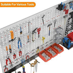 TORACK 109 PCS Pegboard Wall Organizer 4 ft. Garage Metal Pegboard Utility Tool Storage Kit w/Toolboard Hooks & Pegboard Hooks Accessories, Wall Mounted Storage Bins & Shelf