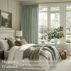 Green Linen Semi Sheer Curtains 90 Inches Long for Living Room Bedroom Light Filtering Sage Green Textured Burlap Pinch Pleated Curtains 90 Length Hooks Rings Back Tab for Sliding Door 2 Panels