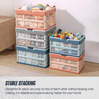 Domiella 2-Pack Foldable Storage Baskets, Collapsible PP Crates with Handles - 20L Capacity, Strong and Portable for Home Organization, Picnic and Shopping, Grey + Pink