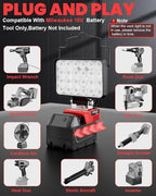 LIVOWALNY LED Work Light Compatible with Milwaukee 18V Battery, 88W 8800 LM Flashlight with 140° Pivoting Head, Portable Flood Lights with USB-A & Type-C Output Port for Camping Construction Emergency