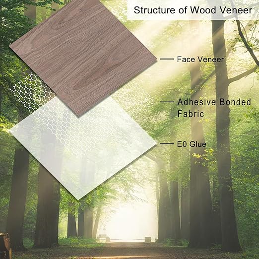 GSCIT Club 12 PCS Walnut Wood Veneer, 8 inch x 8 inch Wood Edge Banding Pre-glued Flexible, Veneer Tape Banding for Cabinet Repair Furniture Restoration
