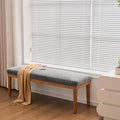 Rowill 53 Inch Long Entryway Bench for Bedroom End of Bed, Dining Room Bench with Upholstered Padded Seat and Solid Wood Leg for Kitchen, Living Room, Indoor and Hallway, Gray