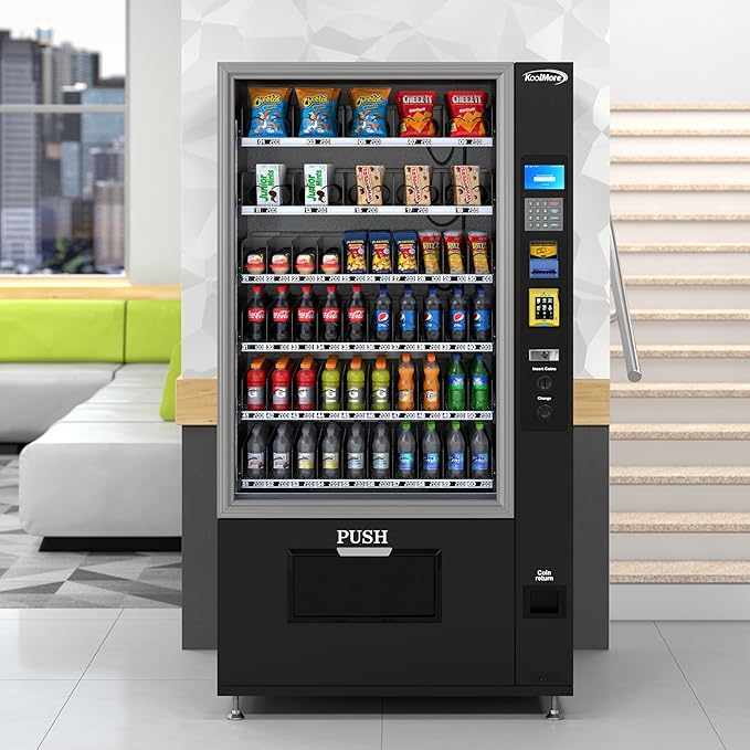 KoolMore Refrigerated Snack Vending Machine with 60 Slots and Bill Acceptor in Black (KM-VMR-40-B)