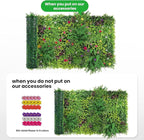 Artificial Grass Wall Roll 40"x120" (3.33ft x 10ft,33.3 Sq.ft), 3D Green Grass Wall for Outdoor Fence Indoor Decor, Greenery Privacy Screen for Patio Backyard, with DIY 60 PCS Violet Flower