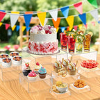 8 Pcs Buffet Food Risers, Large Acrylic Dessert Cupcake Table Stands Fruit Display Shelf Catering Supply Party Jewelry Show Decor Risers Cube Box Nesting Transparent （11",10", 8", 7",6",5",4", 4")