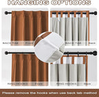 DUALIFE Pinch Pleatd Blackout Curtains 92 Inches Long, Boho Linen Rustic Copper Color Retro Room Darkening Privacy Curtains Drapes with Hooks for Living Room Bedroom 2 Panels Terra Cotta Rust 50x92