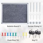 Enclosed Bulletin Board 20x26 Inch Outdoor Notice Board Tamper-Proof Flannel Lockable Display Cases with Aluminum Frame, All Weather Pinboard for Hospital, Restaurant Kitchen, Office