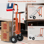 3-in-1 Folding Hand Truck, 800lbs Aluminum Convertible Hand Truck, Dolly for Moving,Heavy Duty Industrial Platform Cart Handtruck for Construction, Logistics, Shopping, Home, Office Moving (Orange)