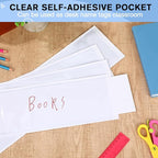 Chinco 50 Pack Clear Adhesive Pockets, Labels for Storage Bins, Plastic Self Adhesive Index Card Holder with Top Open for Organizing Bins Box Drawer(18 x 4 Inches)