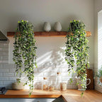 Artificial Hanging Plant 2 Pcs Faux Plant Ivy Vine Faux Eucalyptus Vines Fake Potted Greenery for Wall Living Room Home Shelf Office Bathroom Outdoor Indoor Decor (Type 7)