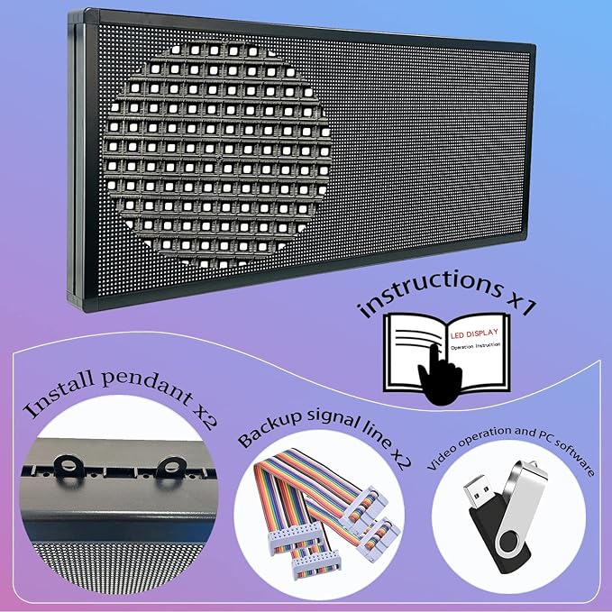 P6 Programmable Led Sign Custom Scrolling Outdoor Digital Signs For Businesses Display Screen Electronic Message Board Stock Ticker Advertising Pixel Led Panel Marquee 40"X17"