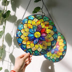 8'' Rainbow Mandala Sun Catcher Ornament, Stained Glass Window Hanging, Sun Catchers for Windows Hanging Ornaments, Window Decor, Ideal Gift | Colorful Spiritual Gifts for Her